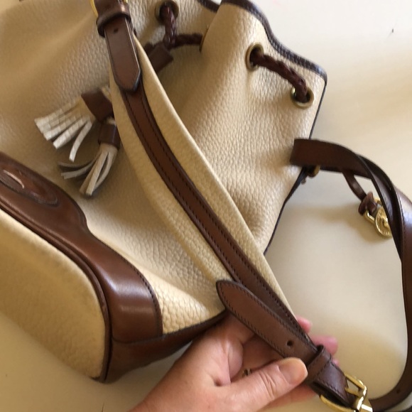 Dooney and Bourke tan and dark brown bag - Picture 6 of 14